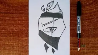 How to Draw Kakashi Eye with Broken Glass Effect | Easy Naruto Drawing Tutorial