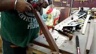 Shaping legs using drawknife and spokeshave
