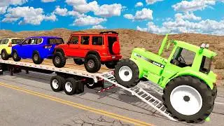 Flatbed Truck Mcqueen | Transportation with Truck - Pothole vs Car #119 - BeamNG.Drive