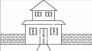 घर की सरल ड्रॉइंग | Home Drawing