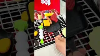 The fun BBQ grill toys include simulated light spray and various interesting food props.