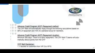 CHY BUSINESS   Advance Credit Program Repayment Method and Updates