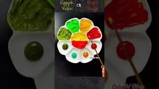 ASMR Colour Mixing Experiment🌈 [Eggyolk Yellow & Bright Orange] Guess The Colors❗️