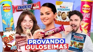 PROVANDO DOCES DIFERENTES | Oreo de Selena Gomez, salgadinho de milho com chocolate, kinder novo…