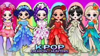 K-Pop Demon Hunters 🌸 Flower Goddess Transformation | DIY Paper Doll Glow Up