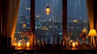 Cozy Coffee Shop Rain 🌇 Piano Music for Relaxing Sunset & Peaceful Mind