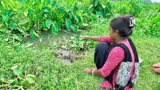 Fishing Video🐋🐋 | Village Lady Hook Fishing In Canal | Beautiful Lady Fishing | Village Lady Fishing
