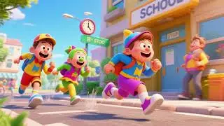 Race the Clock to the School Stop | Morning Routine Song for Kids | School Bus & Time Rhymes