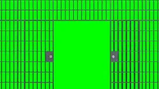 Animation of closed jail bars on green screen video