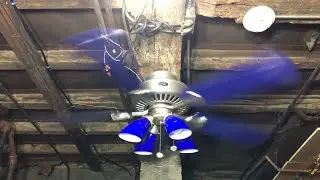 Hampton Bay Cameron II Plus Ceiling Fan 52&rdquo; (Brushed Steel/Cobalt Blue)(No Commentary)