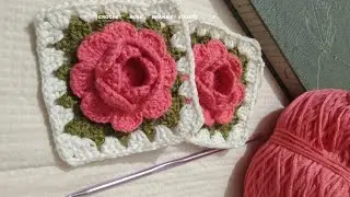 #crochettutorial  Rose Granny Square 7