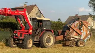 Balíkování sena - Zetor 7745 a svinovací lis Unibal