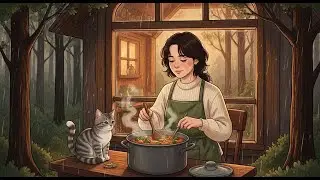 a rainy day in the forest house 🌧️ baking bread, simmering soup, and quiet family time&mdash;slow living