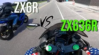 636cc ZX6R and 599cc ZX6RR Race at Car Meet