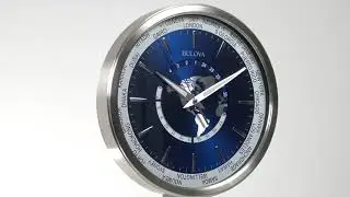 Bulova C4380 International World Time Blue Wall Clock | Pewter Finish | Playful Tail