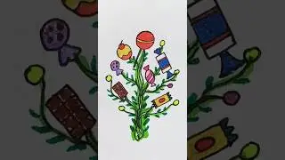 Candy Tree drawing and colouring