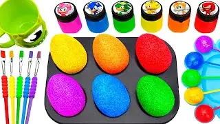 Satisfying Video l DIY How To Make Mega Rainbow Slime Box Colors Egs ASMR Cupcakes in Cupcake Molds