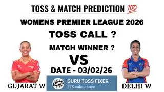Gujarat women vs Delhi women toss prediction || today toss 😍|| Womens premier league 2026