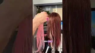 Pink tape in hair extensions