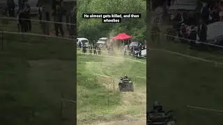 He almost gets killed and then wheelies it! Must Watch! #atv #offroad #moldova
