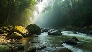 Beautiful Relaxing Peaceful Music &ndash; Soft Piano & Flowing River in Sunlit Forest for Deep Relaxation