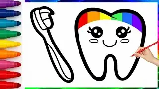 Drawing and Coloring Teeth with Brush | Fun Dental Hygiene Art for Children