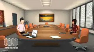 A production manager and conference manager meet.