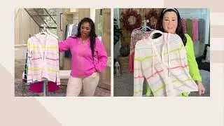 Belle Beach by Kim Gravel Palm Beach 100% Cotton Stripe Zip Cardigan on QVC