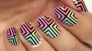Retro Colorblock Nail Art by Hannah Rox It