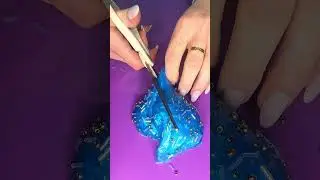 ASMR 💙 Satisfying Glossy Blue Slime ✨#asmr #slime #glossyslime #nails #nailsasmr #asmrsounds