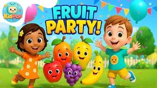 Learn Fruits for Kids | Apple Banana Mango Grapes Song | KidPop Preschool Rhyme