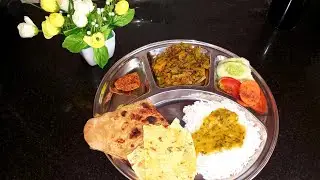 Wholesome Indian Thali Plating | Aloo-Gawar Sabji, Moong Dal, Parathas, Rice & More! 🍽️