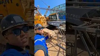 Muat crane crawler ke atas lowboy#saparstory #mobilecrane #bongkarmuat #operatorcrane #hync