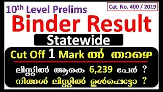 10th Level Prelims Result I 10th Level Prelims Short List 2020 I Binder Short List I LDC Short List