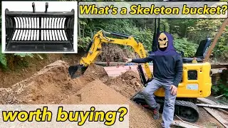 Is a Skeleton Rock bucket worth buying? Removing rocks from your garden #miniexcavator #dirtwork