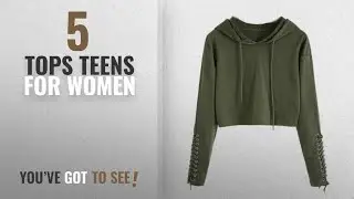 Top 10 Tops Teens For Women [2018]: HARRYSTORE Women Lace Up Long Sleeve Crop Top, Teen Hoodie