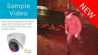 Alibi 2MP Starlight 65’ IR White Light Turret Camera with Siren and Strobe Lights
