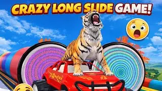 Long Slide Game With Cow Elephant Gorilla Hippopotamus Tiger - 3d Animal Game - Funny 3d Animals