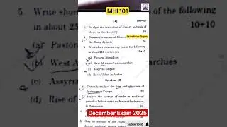 MHI 101 December Exam 2025 Questions Paper Analysis by SiddhiTiwari #ignoumahistoryclassesinenglish