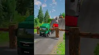 Trucks vs Log Traps #2#beamngdrive #shorts #trucks #bus