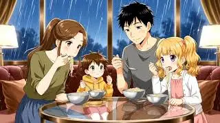  Cozy Dinner in Luxury Cave Restaurant |  Relaxing Family Cooking Noodles, Rain Sounds |Ghibli ASMR 