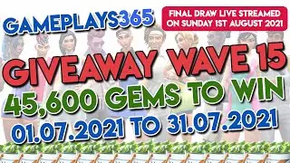 GamePlays365 GiveAway Wave 15 for July 2021 [45,600 Gems for Tennis Clash]