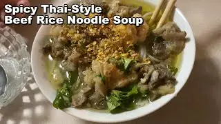 Spicy Thai-Style Beef Rice Noodle Soup | Rich Bone Broth Comfort Bowl 🌶️✨