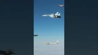 F-35 Intercepts Russian Bombers Escorted by Armed Su-35s #Su35 #F35 #USMilitary