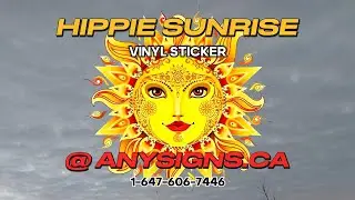 Hippie Sunrise @ AnySigns.ca - Pretty Tattoo Sun Face Punk Art vinyl sticker / printed decal / label