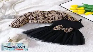 Baby Girl Geo Print Flounce Sleeve Jacket & Bow Front Mesh Overlay Review