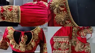 #design expensive Redblousewith antique bee&gold sugarbeedwork/elegantdesigns/Bhavani aari creatives