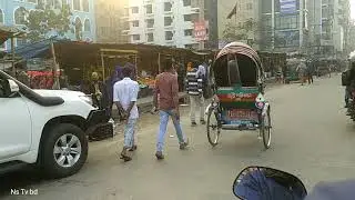 Local bus stop Meradia bazar in Dhaka city - bus sounds, bus horn | rampura bonosri meradia bazar