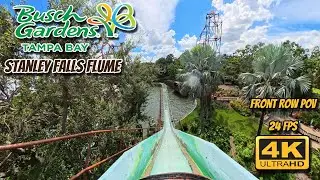 🌊 Front Row POV | Stanley Falls Flume Ride at Busch Gardens Tampa Bay 4K