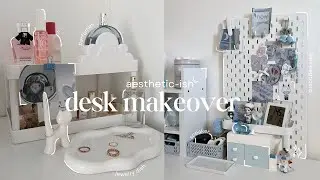 🎐aesthetic desk makeover: ikea pegboard, pinterest inspired, blue and white aesthetic, amazon hauls